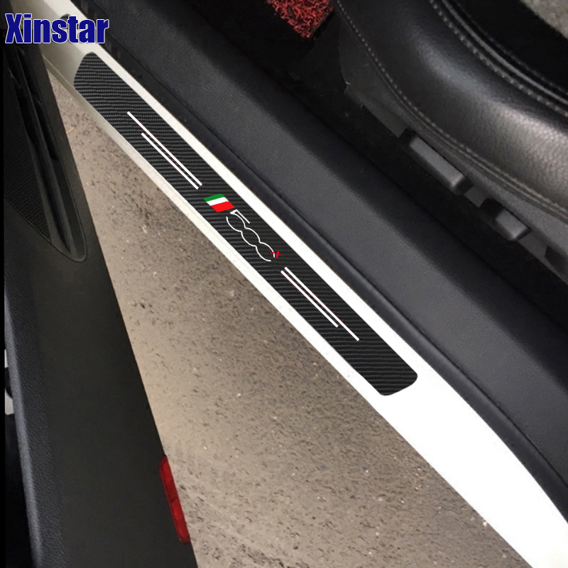 4pcs Carbon Fiber Car Door Sills Guards Sticker For Fiat Panda 500 500x 500l TIPO PUNTO