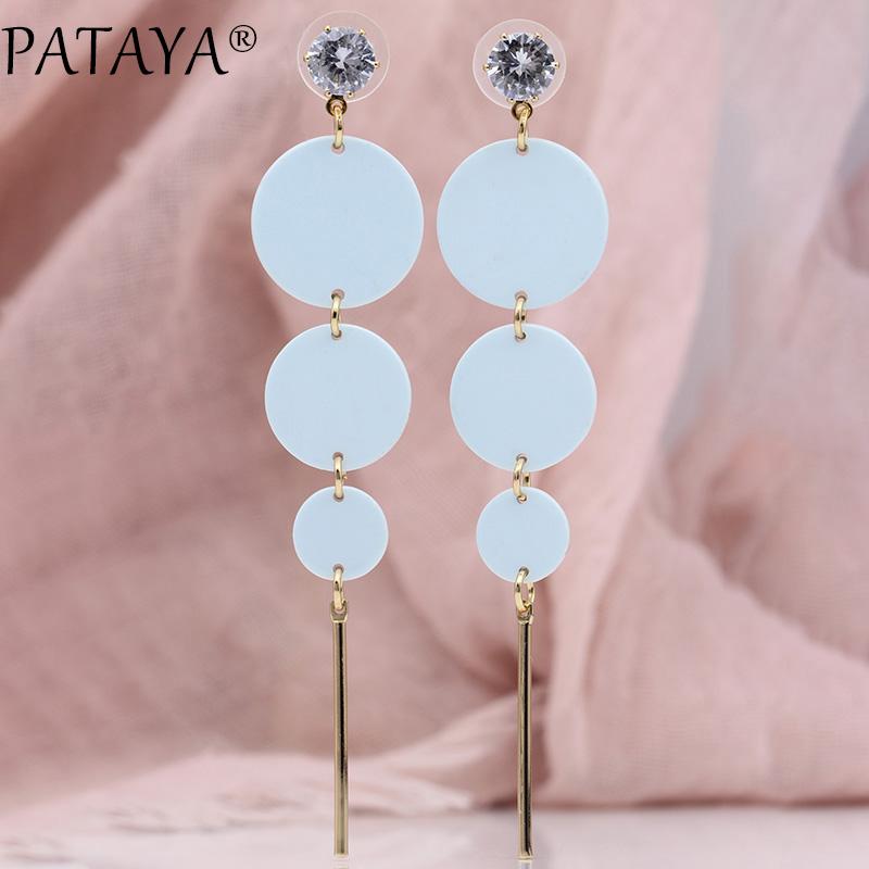 Stud PATAYA Korean Style Blue Long Earrings Macaron Color Women Fashion Jewelry 585 Rose Gold Round Natural Zircon
Stud PATAYA Korean Style Blue Long Earrings Macaron Color Women Fashion Jewelry 585 Rose Gold Round Natural Zircon