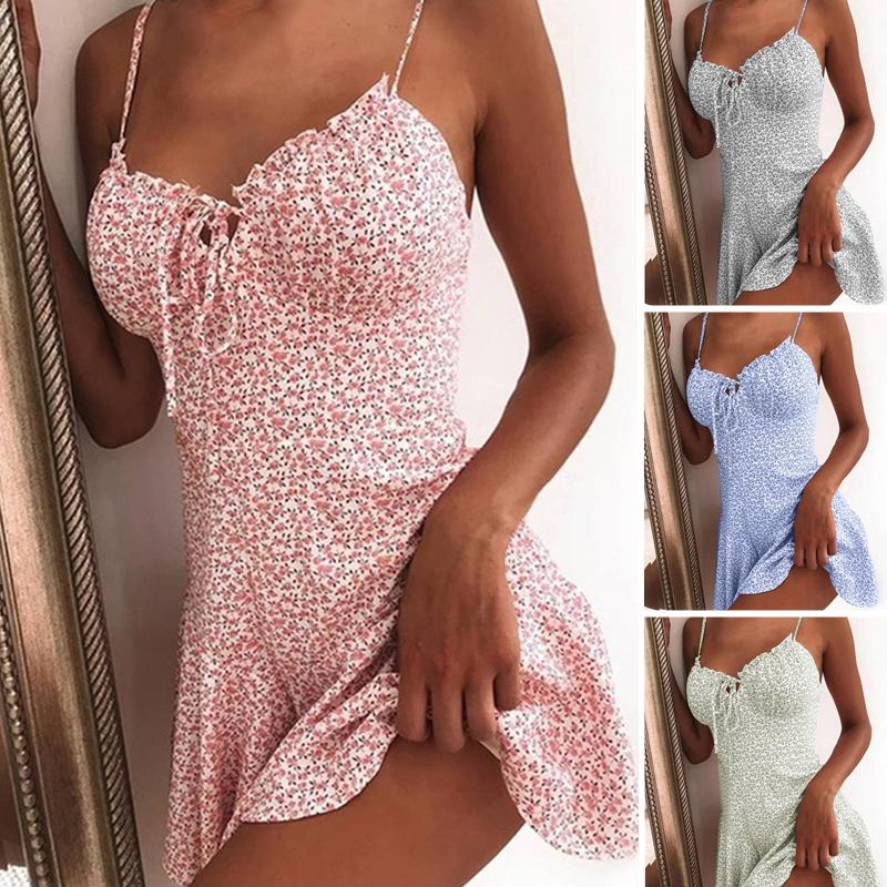 2020 Women Summer Dress Sexy Sling Floral Print Ruffled Dress Sleeveless Mini For Femmes Tie Front V Neck Party, Gray 1
2020 Women Summer Dress Sexy Sling Floral Print Ruffled Dress Sleeveless Mini For Femmes Tie Front V Neck Party, Gray 1
