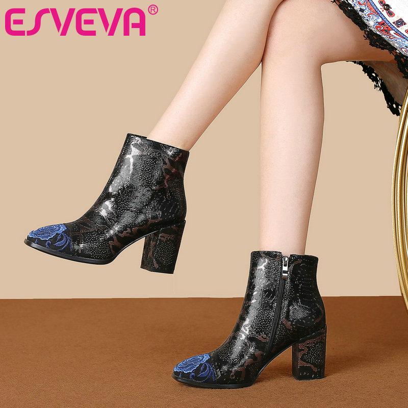 ESVEVA 2020 Women Shoes Winter Ankle Boots Western Pointed Toe Vintage Style Leather+PU High Heel Motorcycle Boot Size 34-43, Black
ESVEVA 2020 Women Shoes Winter Ankle Boots Western Pointed Toe Vintage Style Leather+PU High Heel Motorcycle Boot Size 34-43, Black