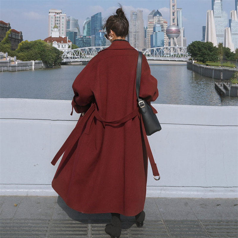 Bella Autumn Winter solid Women Casual Woolen Coat Female Long Windbreaker Jackets Korean Wool Coat lady Overcoats 201112