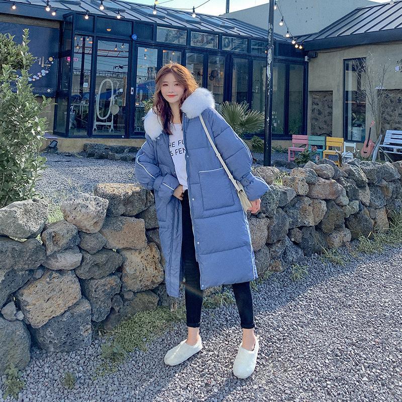 Han edition heavy hair led to film the new female long down jacket cap loose cotton coat of long big yards 201217