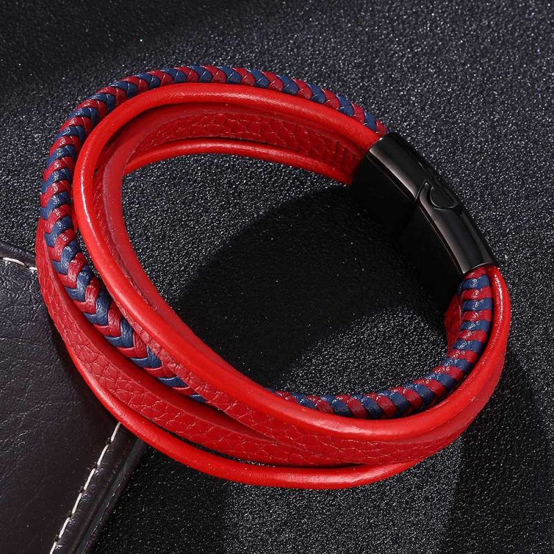 Creativity Multilayer Leather Magnetic Buckle Bangle Bracelets for Men Women Lovers Gift