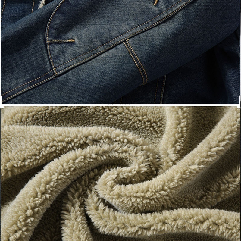 Winter Warm Fleece Denim Jackets Mens Casual Pilot Bomber Cowboy Jacket Coat Male Wool Liner Fur Thick Jean Outwear Clothing 201218