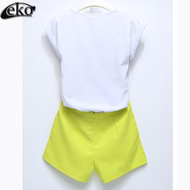 New Fashion Suit For Women Summer 2 Piece Clothing Set Casual Printed Chiffon Tops And Shorts 2 Piece Set For Women Sets T200325