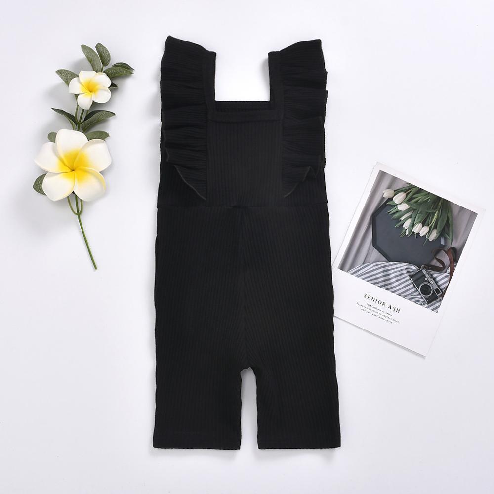 HIPAC Toddler Girl Baby Onesie Knitted Kids Romper Summer Fashion Sleeveless Solid Ruffle Jumpsuit Outfit Children Frill Suit 201028