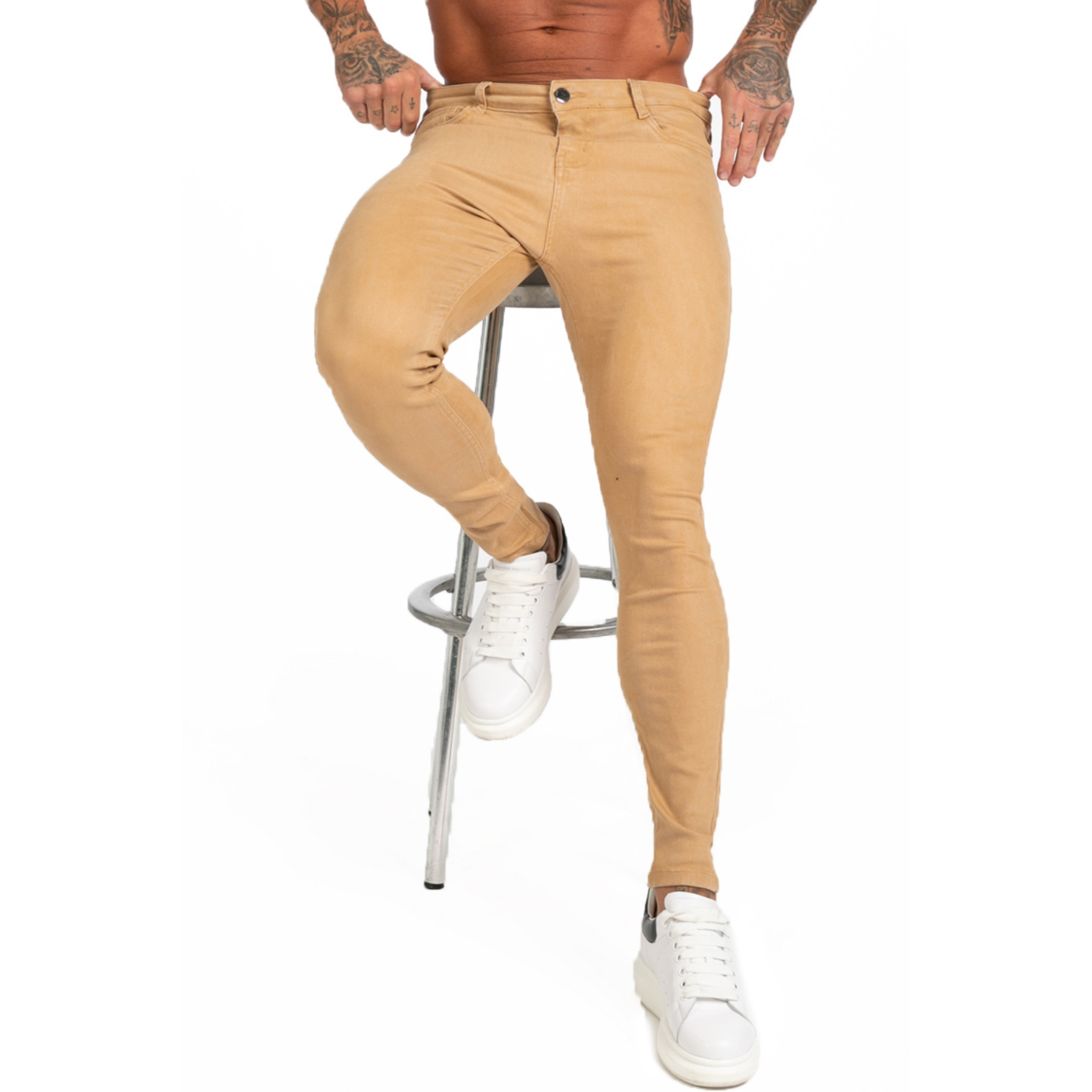 GINGTTO Mens Clothing Jeans Homme Pants Super Skinny Fit Mens Jeans Elastic Waist ting for Athletic Body Hip Hop zm176 201111