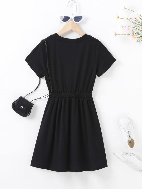 Girls Letter Graphic Dress SHE