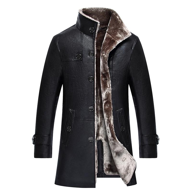 Thick Warm Stand Collar Heren Kleding Good Quality Long Single Breasted Kurtka Skorzana Meska, Black
Thick Warm Stand Collar Heren Kleding Good Quality Long Single Breasted Kurtka Skorzana Meska, Black