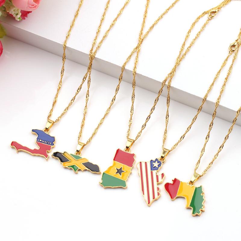 HotAfrica Country Map Flag Necklace Pendant Long Chain Guinea Undersea South Africa Congo Charm Necklaces Jewelry Gift Wholesale
HotAfrica Country Map Flag Necklace Pendant Long Chain Guinea Undersea South Africa Congo Charm Necklaces Jewelry Gift Wholesale