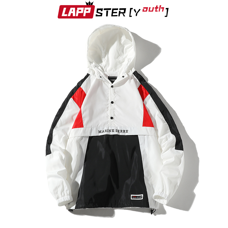 LAPPSTER-Youth Men Harajuku Patchwork Jackets Coats Japanese Streetwear Vintage Windbreaker Korean Hooded Bomber Jackets 201119