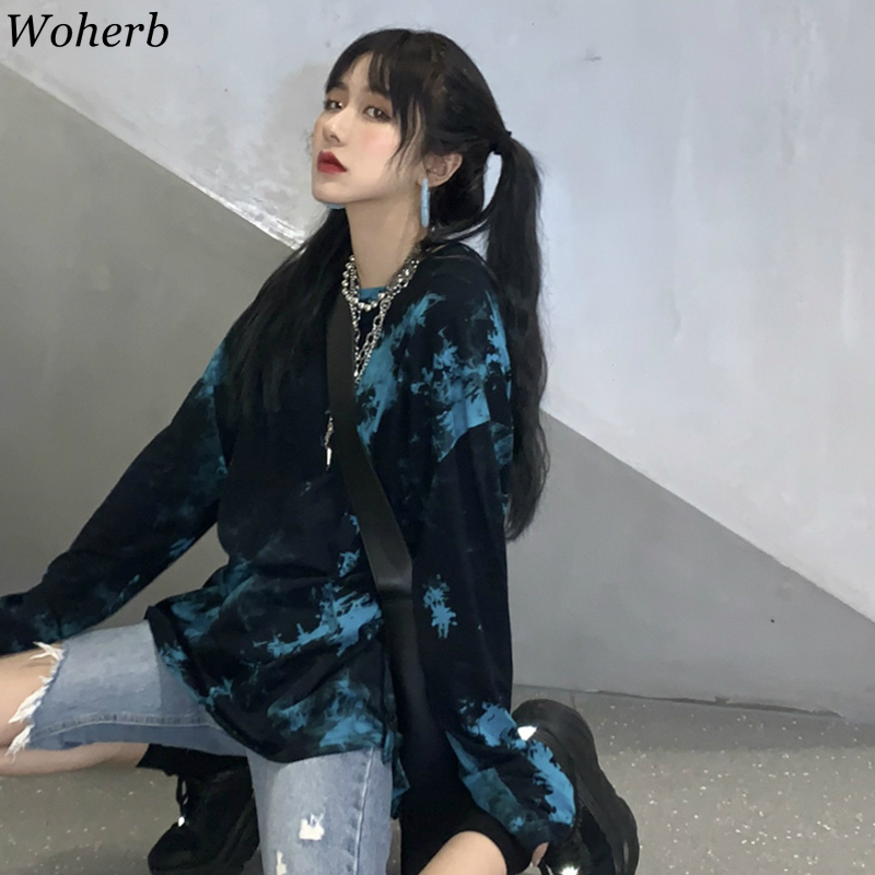 Woherb Harajuku Blue Tie Dyeing Women Men Plus Size T Shirt Long Sleeve Tops Tee Loose Streetwear Oversized T-shirts Korean 201125, Blue black
Woherb Harajuku Blue Tie Dyeing Women Men Plus Size T Shirt Long Sleeve Tops Tee Loose Streetwear Oversized T-shirts Korean 201125, Blue black