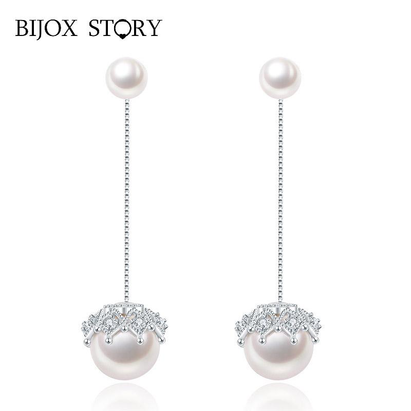 BIJOX STORY Korean Style 925 Silver Earrings Jewelry with Freshwater Pearl Zircon Gemstones Long Drop Earrings for Women Wedding
BIJOX STORY Korean Style 925 Silver Earrings Jewelry with Freshwater Pearl Zircon Gemstones Long Drop Earrings for Women Wedding