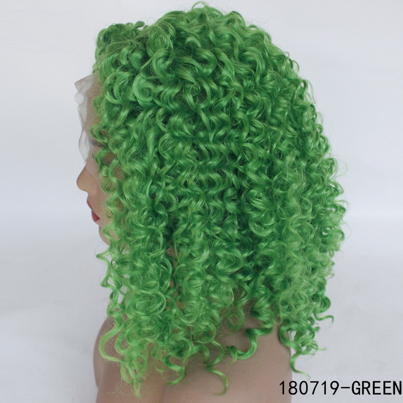 Green Color Synthetic Simulation Human Hair Lace Front Wigs 14~26 inches Perruques de cheveux humains 180719-GREE