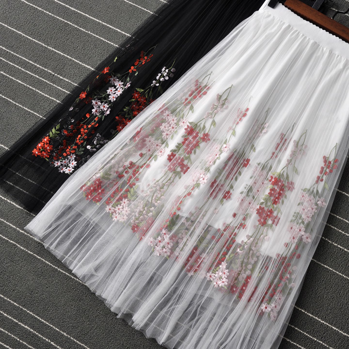 2021 New Korean Version Embroidery Floral Summer Mesh Lace Long Women Jupe Femme High Waist Casual Beach Pleated Skirt Wc5l, White
2021 New Korean Version Embroidery Floral Summer Mesh Lace Long Women Jupe Femme High Waist Casual Beach Pleated Skirt Wc5l, White