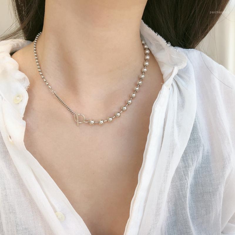 Chains 925 Sterling Silver Necklace Asymmetric Round Bead Chain For Women Elegant Exquisite Choker Fine Jewelry
Chains 925 Sterling Silver Necklace Asymmetric Round Bead Chain For Women Elegant Exquisite Choker Fine Jewelry