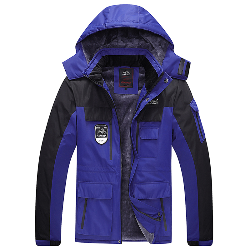 Waterproof Thick Warm Winter Men's Fleece Jacket Large Size 7XL 8XL Anorak Male Coat Quilted Hooded Windbreaker Casual Men Parka 201214