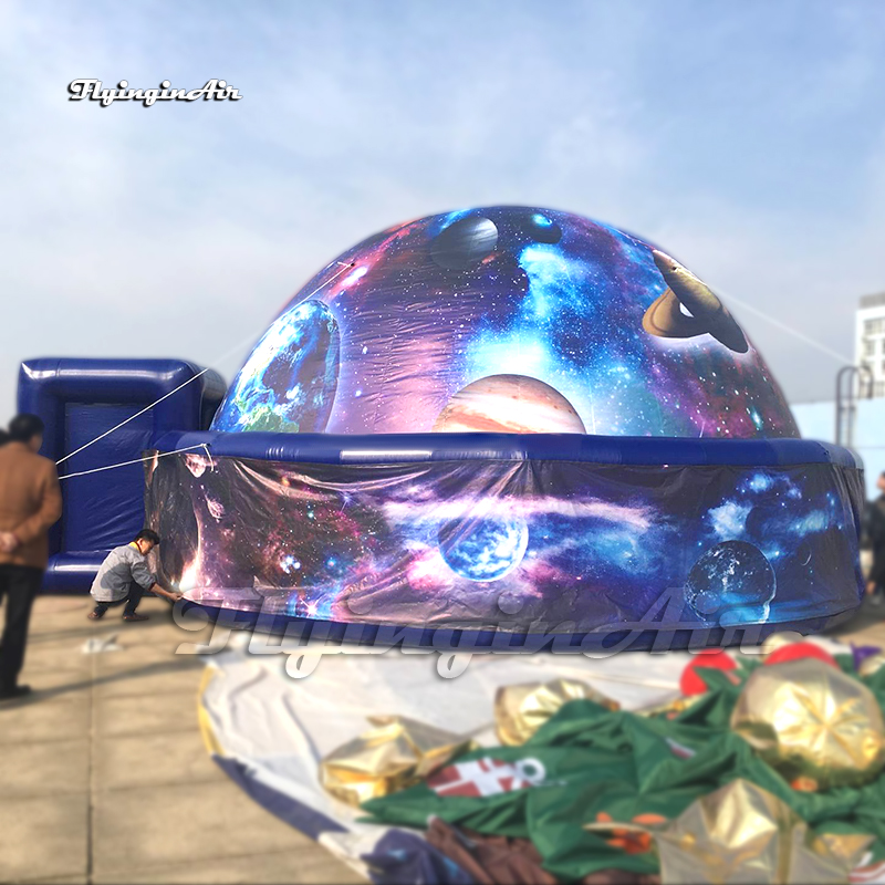 Space Themed Inflatable Tent 10m Planetarium Air Blow Up Dome Igloo With Planets Printed For Exhibition And Party Event