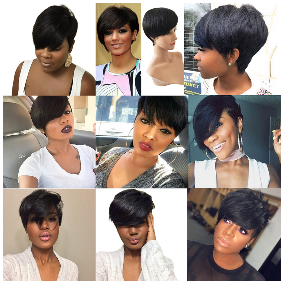 Short Pixie Cut Wig Straight Brazilian Remy 150% Density Lace Front Human Hair Wigs For Women