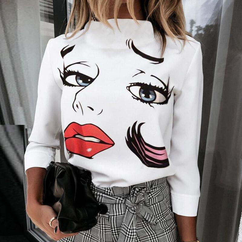 Fashion Cool Face Makeup Red Lips Girl Print T-Shirt Female Spring And Autumn Ladies Long-Sleeved Casual Retro T-Shirt, Black
Fashion Cool Face Makeup Red Lips Girl Print T-Shirt Female Spring And Autumn Ladies Long-Sleeved Casual Retro T-Shirt, Black