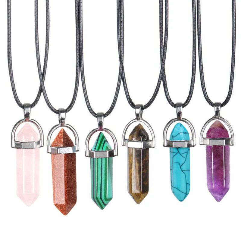 Women men Natural Stone Necklaces Hexagonal Column Pendant Natural Crystal Pendants Bullet Necklace jewelry
Women men Natural Stone Necklaces Hexagonal Column Pendant Natural Crystal Pendants Bullet Necklace jewelry