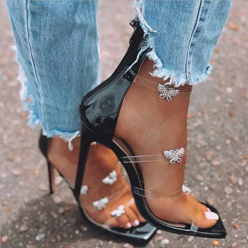 Butterfly Ornament Women High Heel Sandal Stiletto Slip-on Pumps Sexy Ladies Party PVC Band Square Peep toe Dress Shoes, Black
Butterfly Ornament Women High Heel Sandal Stiletto Slip-on Pumps Sexy Ladies Party PVC Band Square Peep toe Dress Shoes, Black