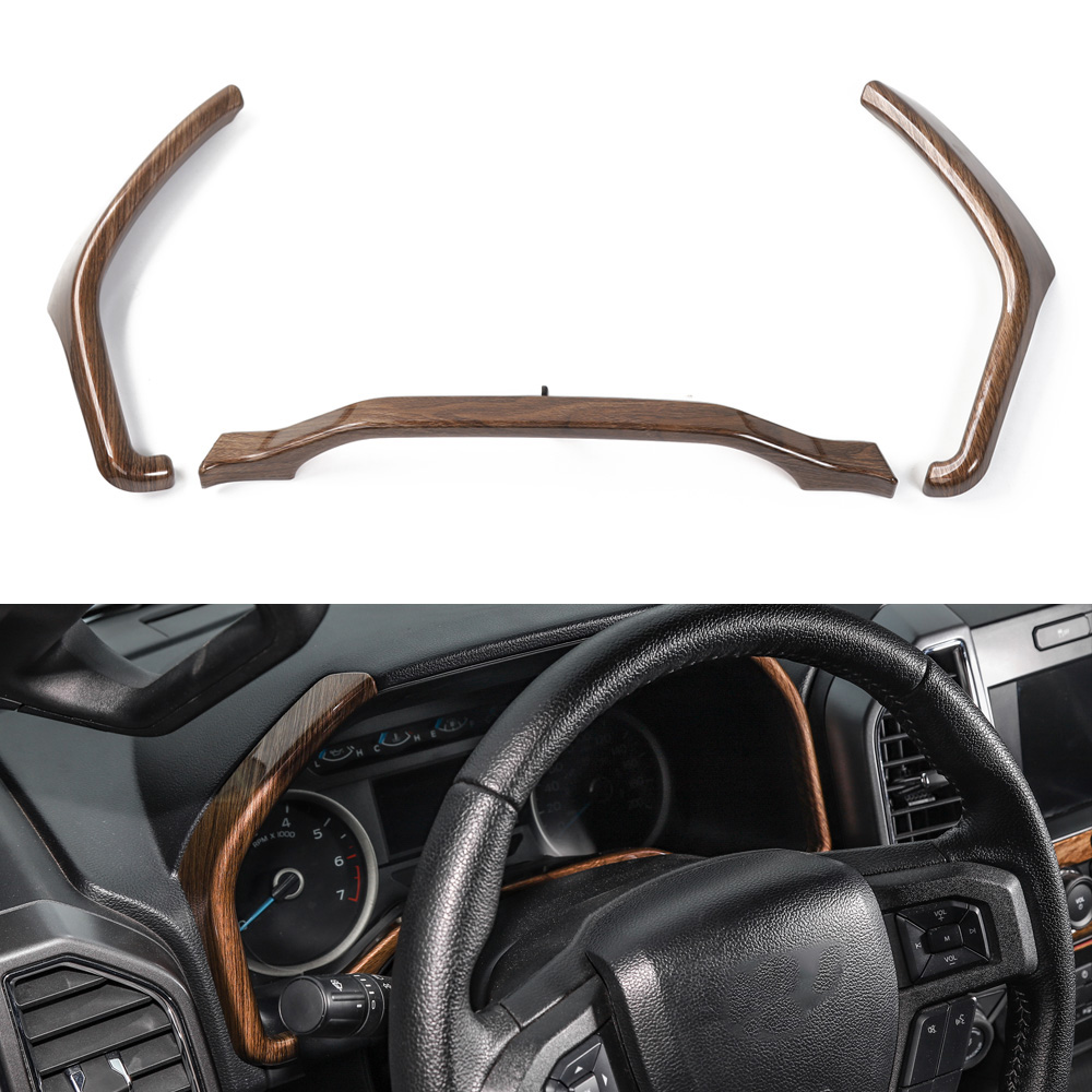 18PCS Wood Carbon Fiber Interior Decoration Accessories Cover Trim For Ford F150 2015+ Car Interior Suite Accessories