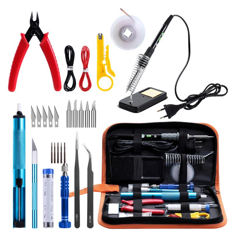 GEYOTAR EU Plug 60W Thermoregulator Soldering Iron Kit Desoldering Pump solder wire 5pcs tips Portable Welding Repair Tool
GEYOTAR EU Plug 60W Thermoregulator Soldering Iron Kit Desoldering Pump solder wire 5pcs tips Portable Welding Repair Tool