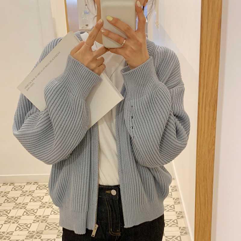 Hzirip 2020 Autumn Knitted Sweater Women Office Lady Female Zipper Cardigan Coat Concise Casual Warm Loose Sweet Fashion Tops, Gray blue
Hzirip 2020 Autumn Knitted Sweater Women Office Lady Female Zipper Cardigan Coat Concise Casual Warm Loose Sweet Fashion Tops, Gray blue
