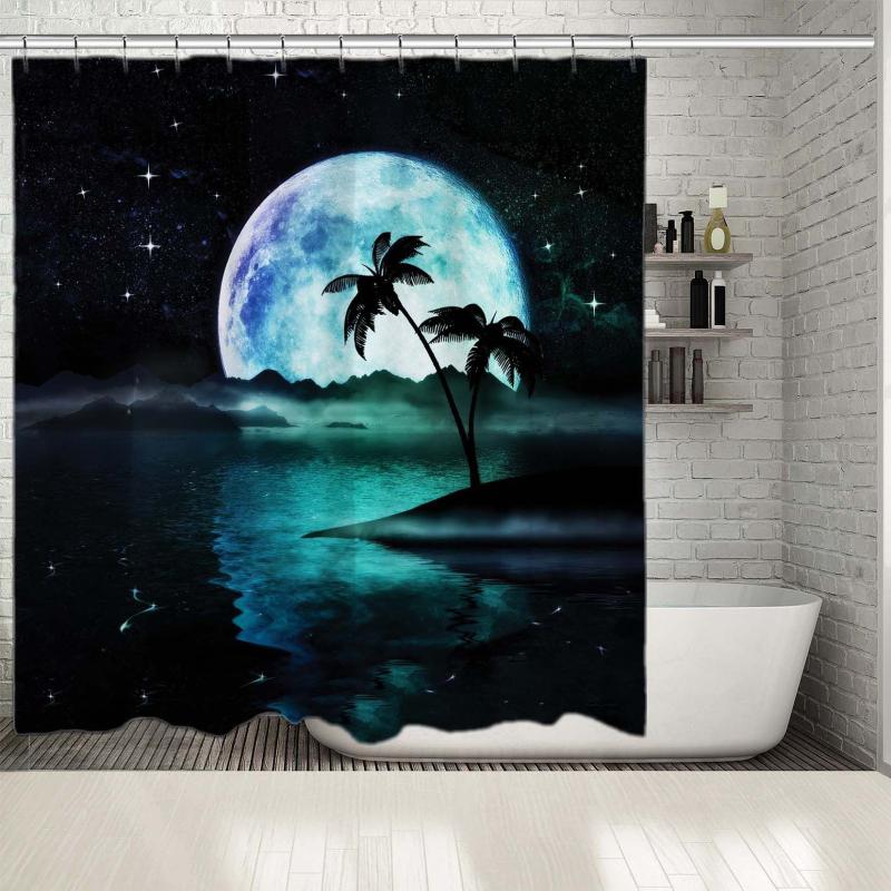 Shower Curtain Super Moon Starry Sky over the Sea Palm Trees Island Nostalgic Dreamland Surrealistic Artwork Blue Green White
Shower Curtain Super Moon Starry Sky over the Sea Palm Trees Island Nostalgic Dreamland Surrealistic Artwork Blue Green White