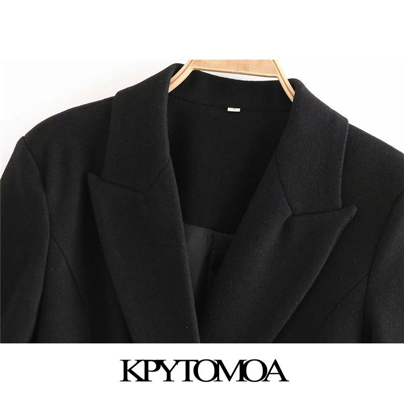 KPYTOMOA Women Fashion With Belt Double Breasted Woolen Coat Vintage Long Sleeve Pockets Female Outerwear Chic Overcoat 201102