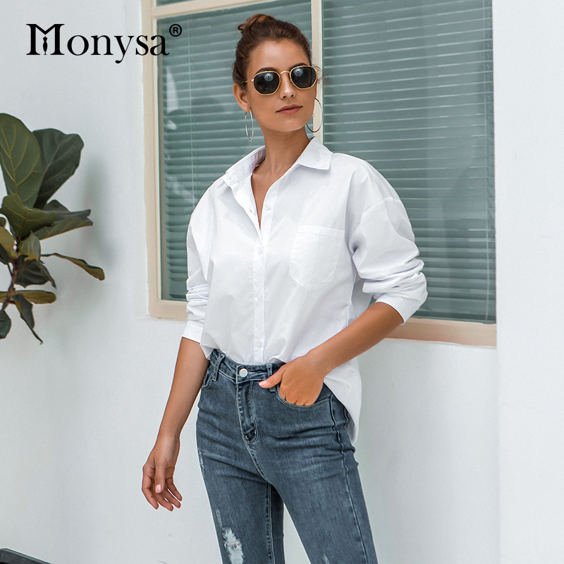 Casual White Shirt Women Autumn New Arrival Long Sleeve Cotton Blouses Ladies Loose Plus Size Tops Button Up Shirt 201125