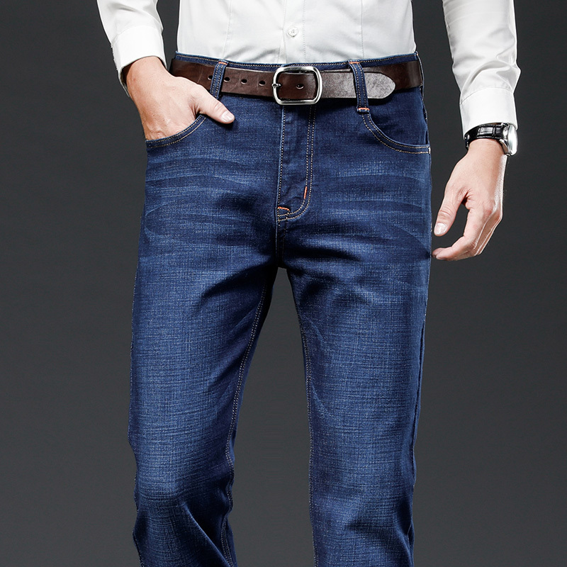 Men's Jeans Winter Fleece Pants Business Casual Trousers Fashion Elasticity Thicken Straight Work Men Pants 5Model Big Size 201123