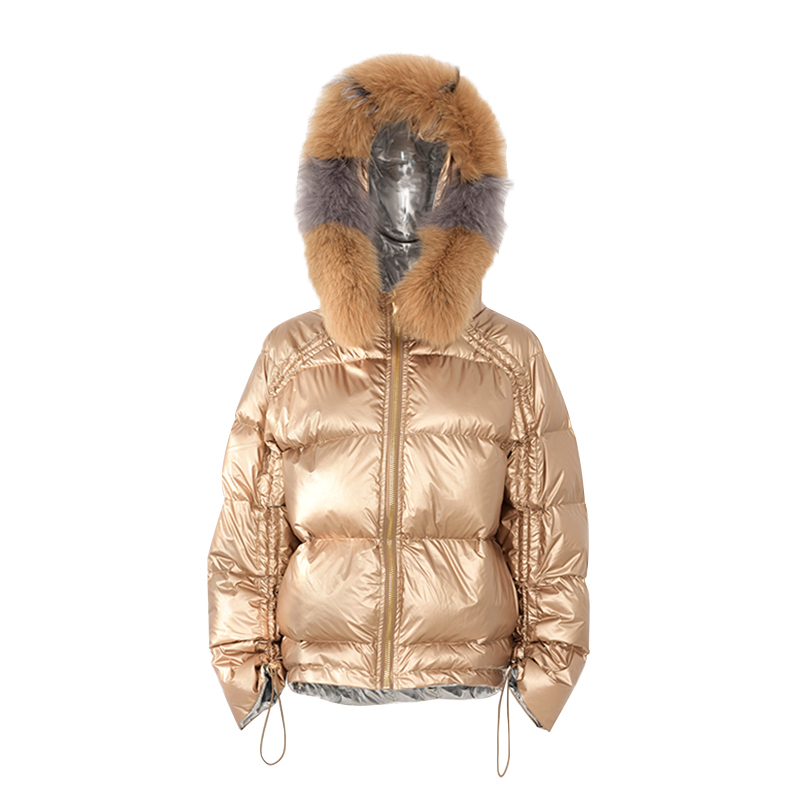DEAT 2020 Autumn Winter New Arrivals Real Fur Hooded Thick Coat Pink Women Cropped Jacket LJ201127