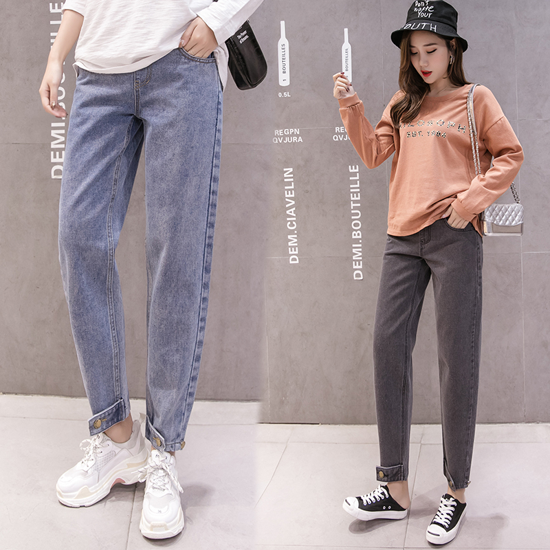 5088# Denim Loose Maternity Jeans High Waist Adjustable Belly Pants Clothes for Pregnant Women Spring Fashion Pregnancy Trousers LJ201114