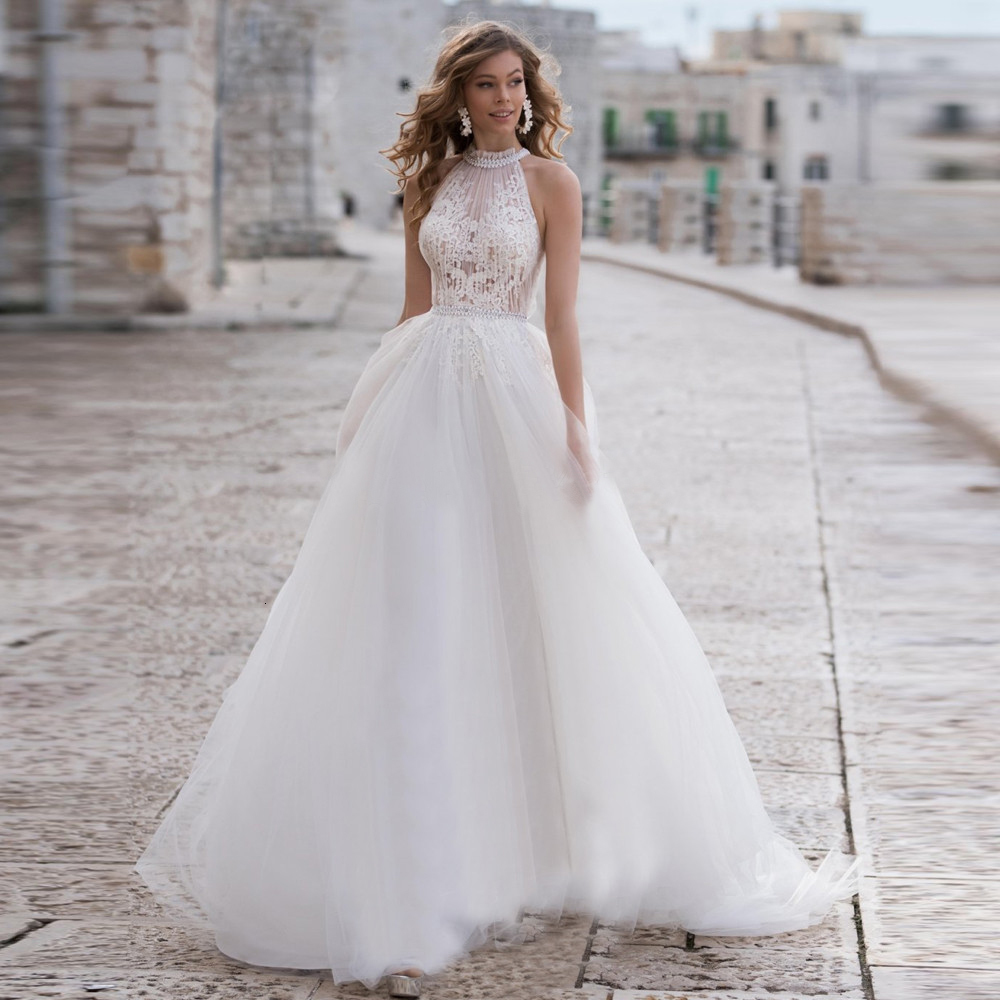 2021 New Barato Halter Line of Soft Tulle Wedding Dress Within Lace Frizzy Sleeveless Ribbon Extensions to the Floor Dressed As a MK4A, Ivory
2021 New Barato Halter Line of Soft Tulle Wedding Dress Within Lace Frizzy Sleeveless Ribbon Extensions to the Floor Dressed As a MK4A, Ivory