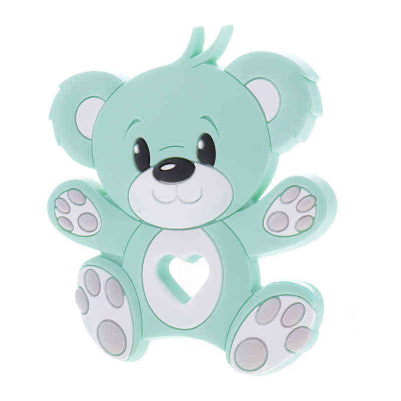10pc Bear Silicone Baby Teether Food Grade born Teething Necklace Pacifier Chain Accessories Rodent Pendant Toy A Free Gift 220209