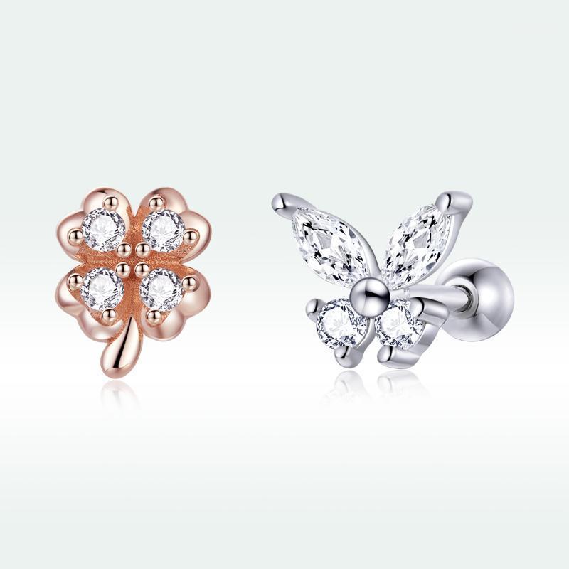 Trendy Rose Gold Plated Clover Butterfly Earrings925 Sterling Silver Earring Ins Trend S925 Solid Asymmetric Earrings Stud, Golden;silver
Trendy Rose Gold Plated Clover Butterfly Earrings925 Sterling Silver Earring Ins Trend S925 Solid Asymmetric Earrings Stud, Golden;silver