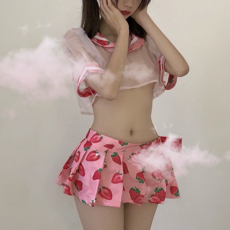 Printing strawberry student jk uniform bowknot sexy bra transparent underwear anime school girl cosplay love live
Printing strawberry student jk uniform bowknot sexy bra transparent underwear anime school girl cosplay love live