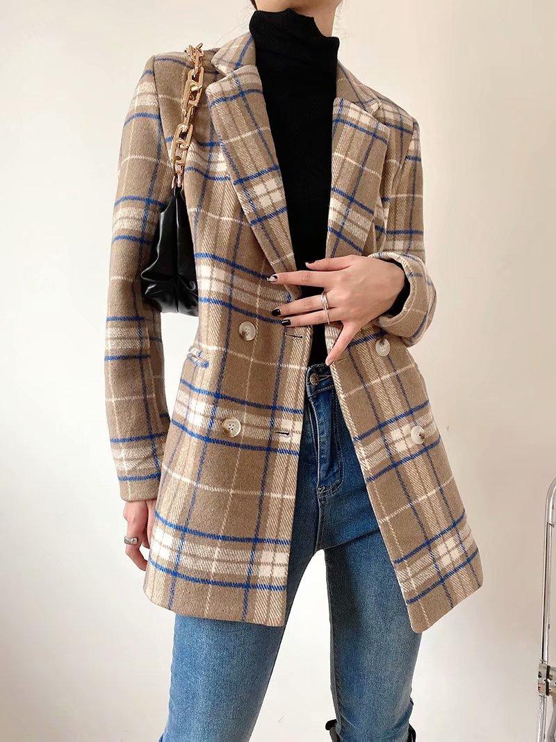 WenQing Womens Plaid Check Wool Blend Notched Lapel Double Breasted Blazer Suit Jacket, Blue
WenQing Womens Plaid Check Wool Blend Notched Lapel Double Breasted Blazer Suit Jacket, Blue