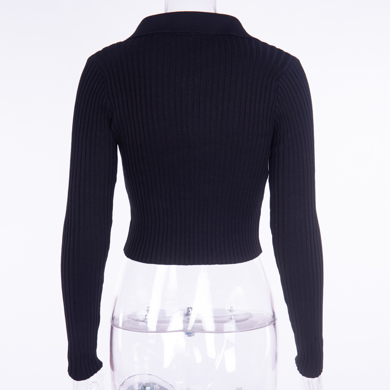 Zip Up Streetwear Cropped Knitted Sweaters Sequin Long Sleeve Front Zipper Black Harajuku Tops Cardigan Winter Clothes 201030