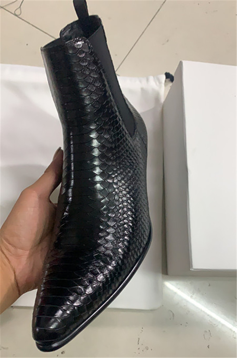 New handmade exclusive cusotmized 6cm heel men genuine leather wedge Boots waytts quality ce Serpentine men BOOTS