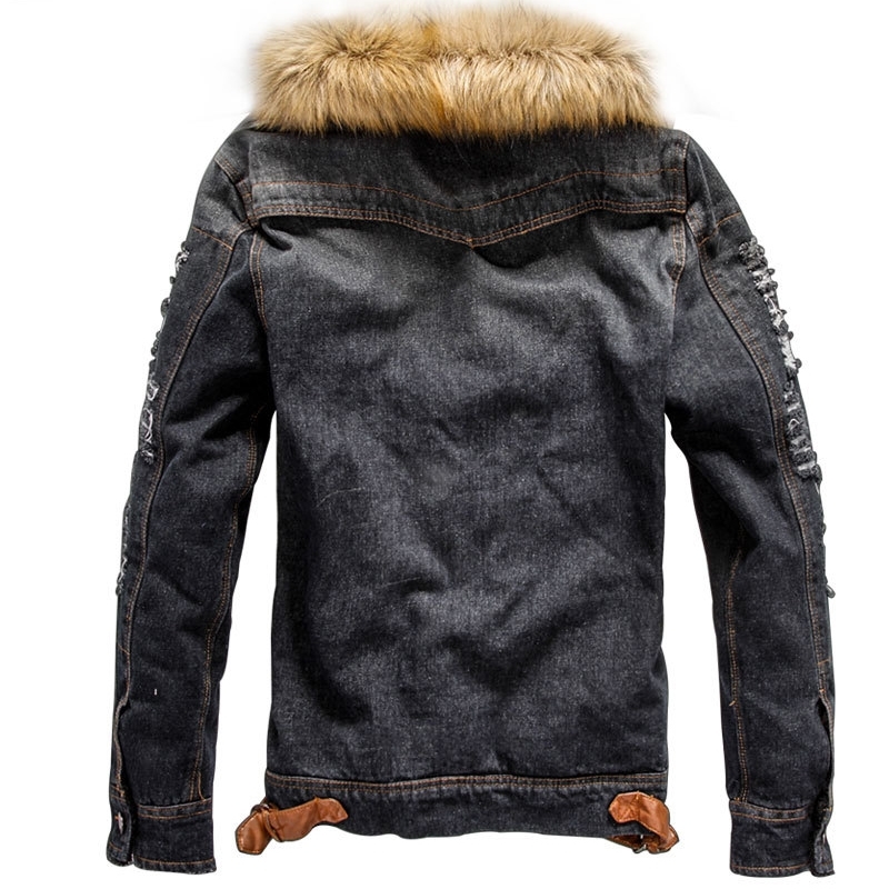 Winter Mens Denim Jackets Fleece Thick Warm Jeans Jacket Men's Fur Hooded Outerwear Wool Liner Thicken Cowboy Windbreaker Coats 201114