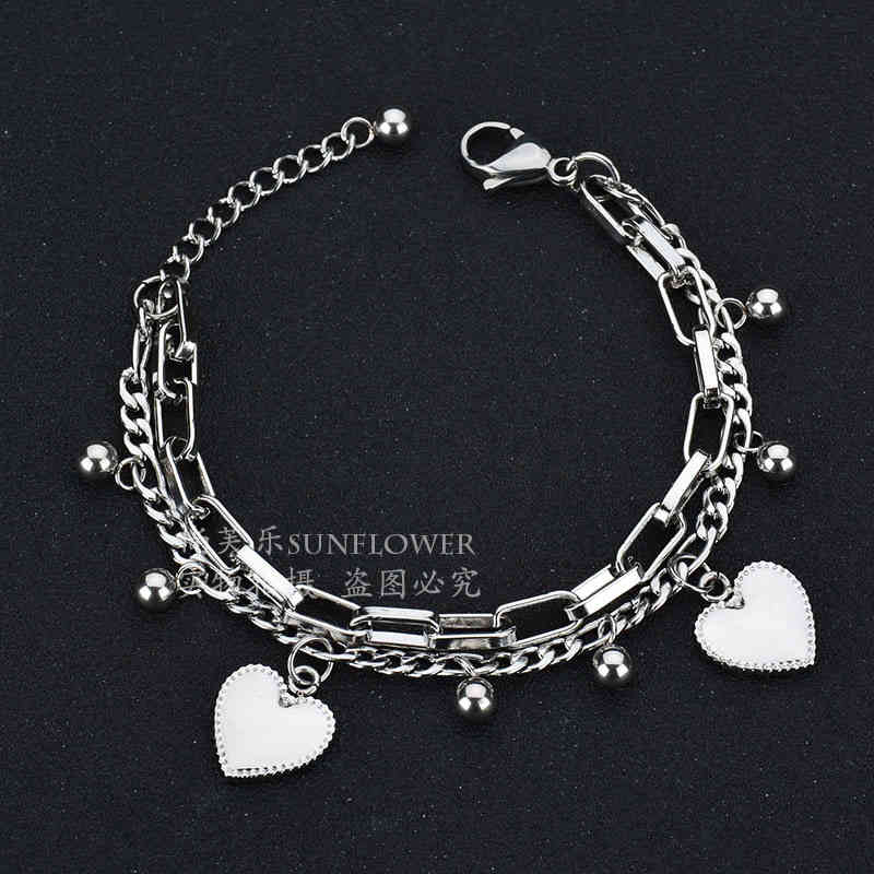 Bangle Charm Bracelets Bohemian Fashion Multi-layer Stainless Steel Love Beads Nk Women's