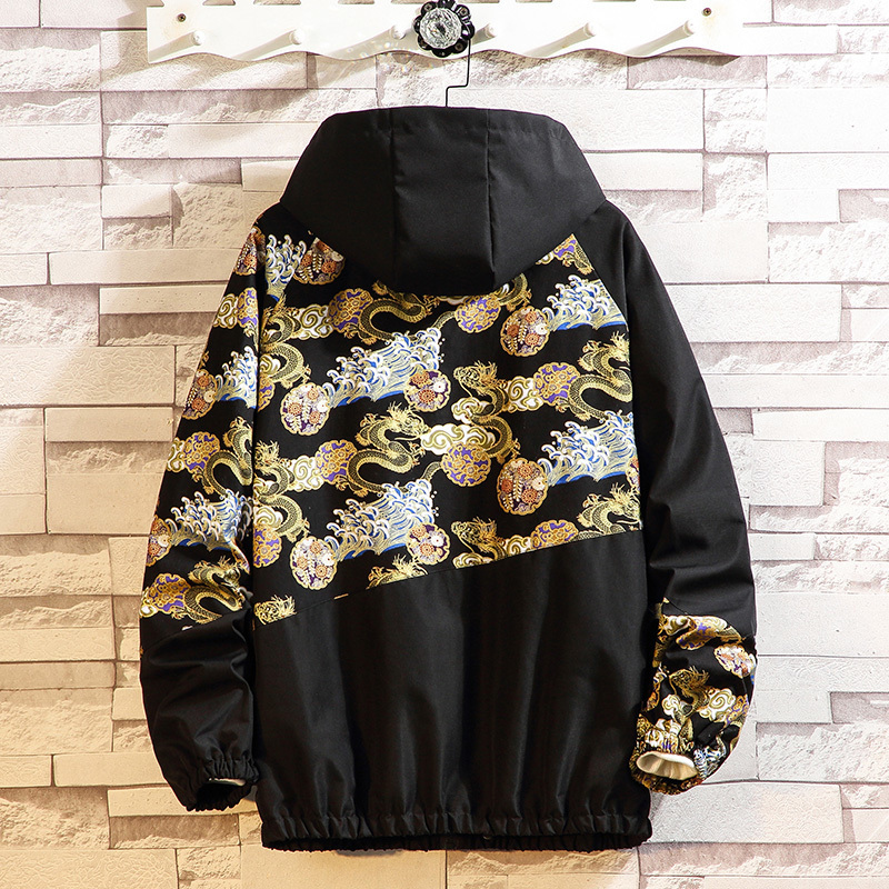 Men Jacket Dragon Hip Hop Jacket Male Casual Fashion Hooded Jacket Harajuku Outerwear Spring Autumn Youth Oversize 5XL 201127