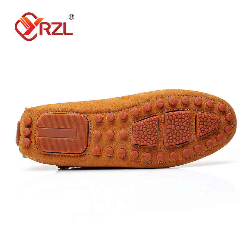 YRZL Loafers Men Big Size 48 Soft Driving High Quality Flats Genuine Leather Shoes Slip-on Suede for 220125