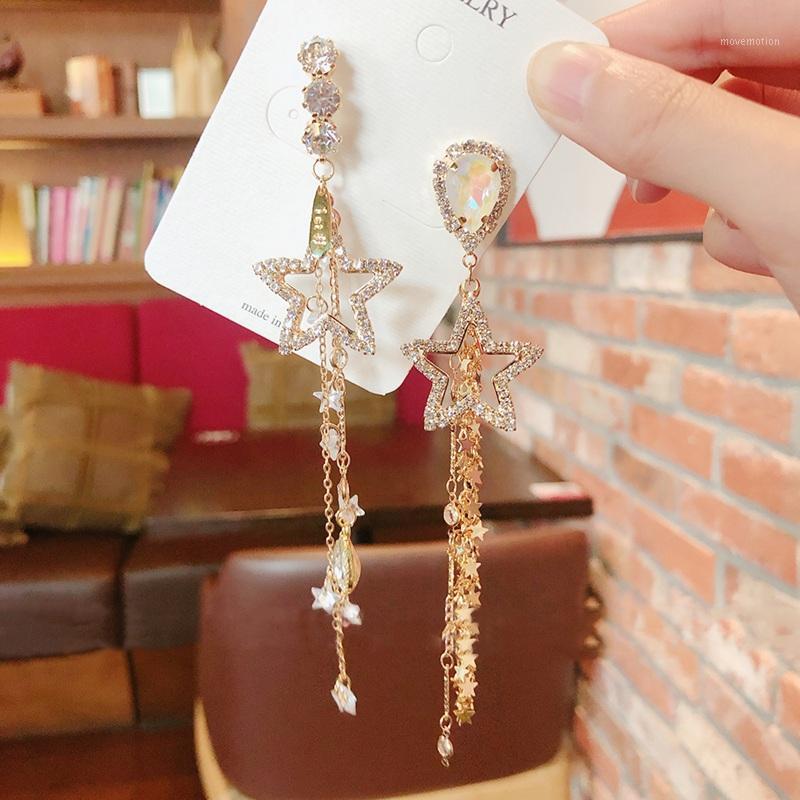 MENGJIQIAO New Korean Hollow Rhinestone Star Tassel Long Drop Earrings For Women Girls Fashion Asymmetric Pendientes Jewelry1
MENGJIQIAO New Korean Hollow Rhinestone Star Tassel Long Drop Earrings For Women Girls Fashion Asymmetric Pendientes Jewelry1