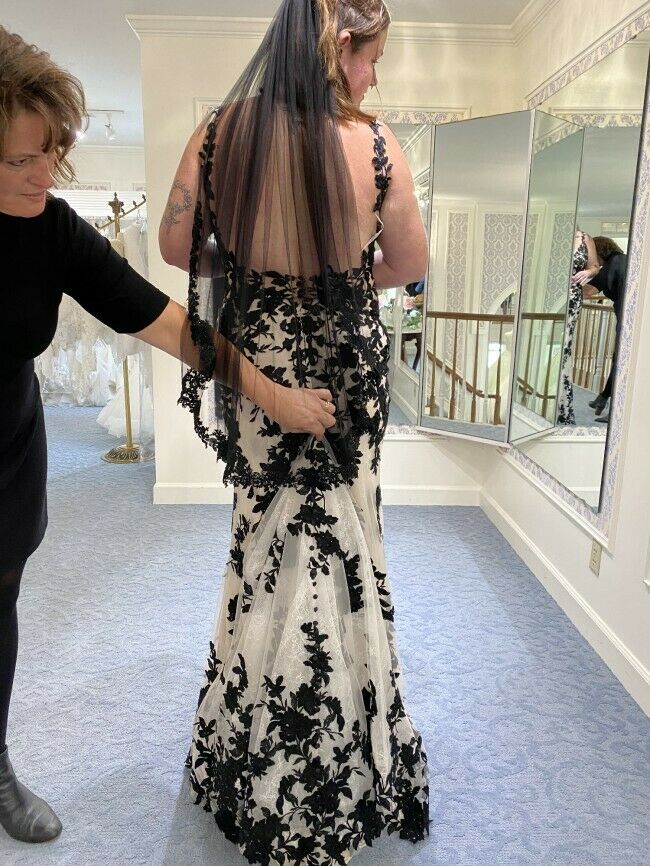 Gothic Black And White Mermaid Wedding Dress Sleevless Sexy Backless Vintage Bridal Gowns Plus Size Bride Wedding Dresses 2022 Vestido De Novia