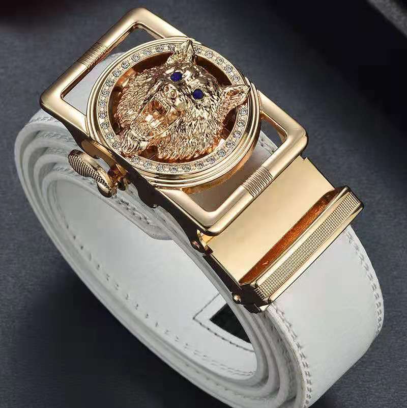 Men's high quality fashion gold and silver automatic buckle Wolf head belt casual leather buckle belt,pp05,free shipping, Black
Men's high quality fashion gold and silver automatic buckle Wolf head belt casual leather buckle belt,pp05,free shipping, Black