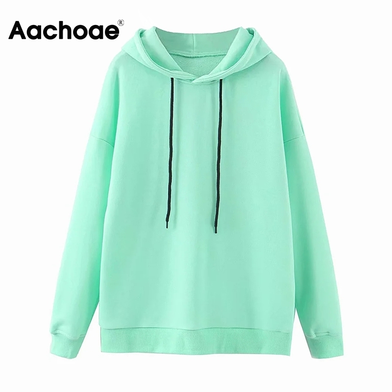 Aachoae Solid Color 2 Piece Set Women Casual Hooded Sweatshirt With Fashion Baggy Half Pants Two Piece Set Top And Pants 201119